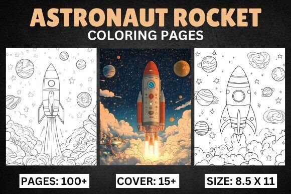 Download Astronaut Rocket Coloring Book Pages - Premium Bundle
